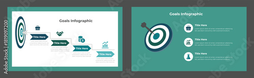 Goals Infographic Business Growth Presentation with Steps, Target, and Success Visualizations