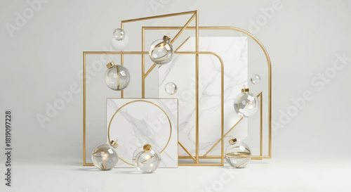 Ultra Luxury Marble and Gold Christmas Vector Composition