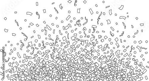Celebration with falling confetti and streamers outline