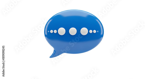 Blue speech bubble with three white dots indicating a message on a black background rendering