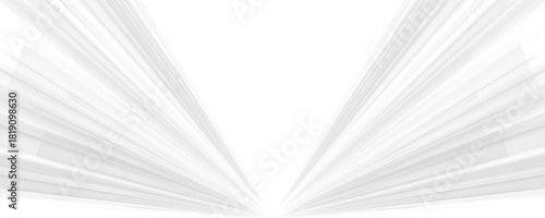 A bright high-speed scene unfolds in a white glowing environment. Light streaks curve sharply as motion intensifies. The abstract design highlights rapid direction and clarity.