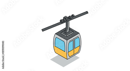 Isometric cable car modern transportation design in minimalist style