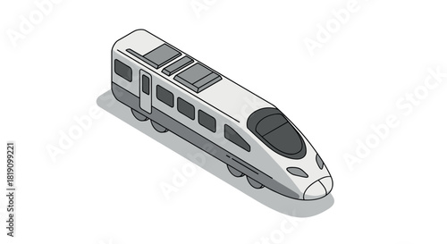 Isometric highspeed train on white background