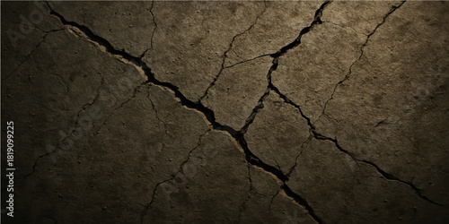 Abstract brown cracked clay soil texture pattern in arid desert environment under summer heat