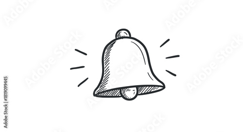 Simple hand drawn bell with abstract lines for alert design