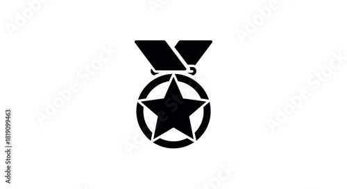 Silhouette medal with star icon for achievement and award recognition designs