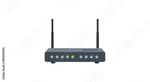 Wifi router icon modern flat design network device with antennas