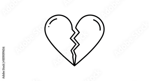 Simple outline of a broken heart symbolizing love and heartache