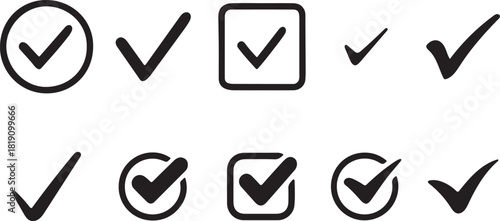 Checkmark Silhouette Icon Symbol Collection Vector Illustration
