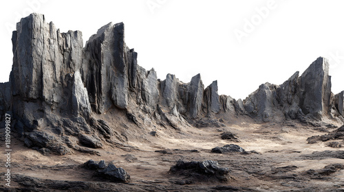 Dramatic rocky landscape backdrop for fantasy or sci-fi projects, inspiring adventure and imagination with its rugged terrain and captivating natural beauty