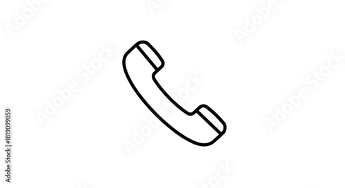 Classic telephone handset icon in minimalist black line art style