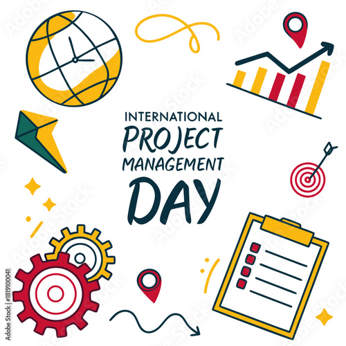 INTERNATIONAL PROJECT MANAGEMENT DAY vector illustration isolated on white background
