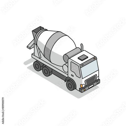 Modern isometric cement mixer truck on white background