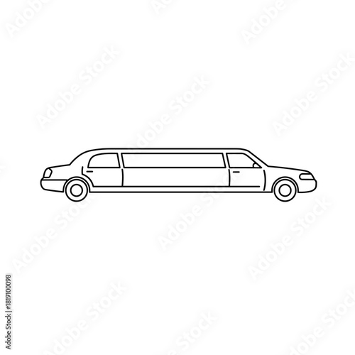 Elegant limo outline art classic long car in minimalistic style