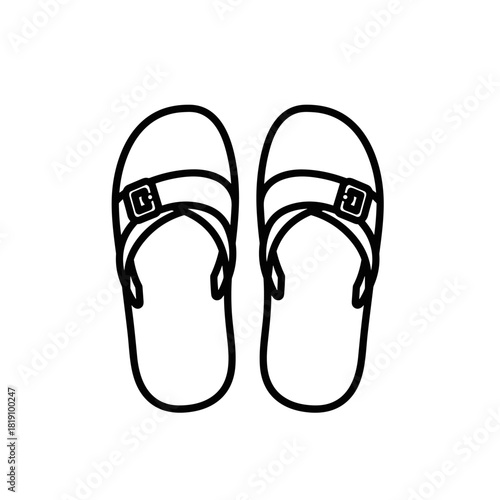 Minimalist black and white sandals outline design