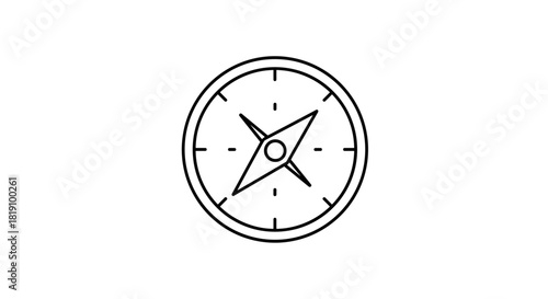 Minimalist linear compass icon design for navigation and travel themes
