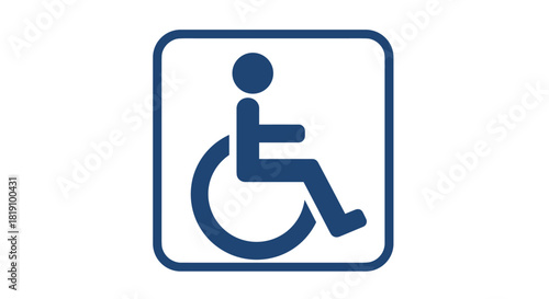 Wheelchair accessibility icon in simple blue silhouette design