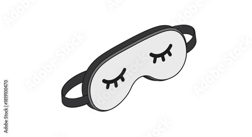 Minimalist sleep mask with eyelash design in isometric view