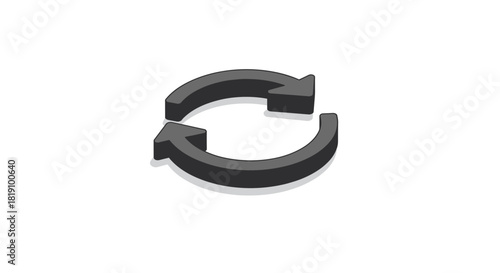 Rotating arrows icon with refresh symbol on white background