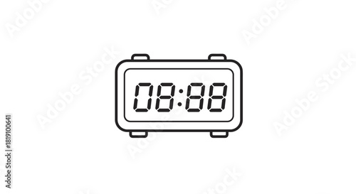 Minimalist digital clock design with blank display in outline style