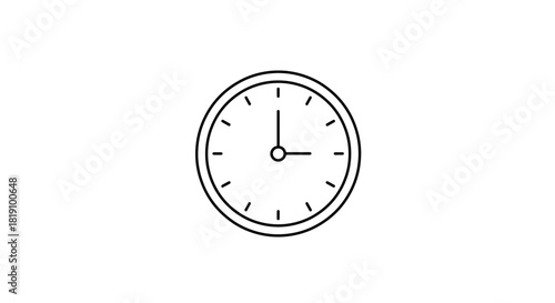 Minimalist black and white clock design for time management concepts