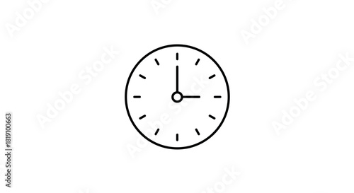 Minimalist linear clock design with simple black and white aesthetic