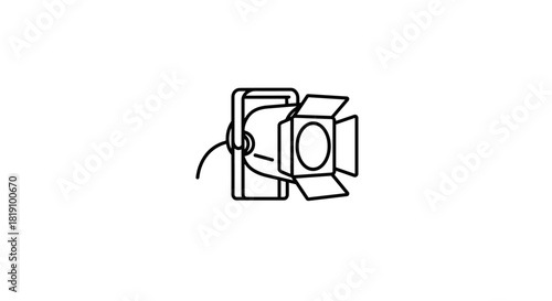 Minimalist outline of smartphone with movie camera icon for creative media concepts
