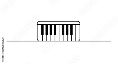 Minimalist piano keyboard outline on white background