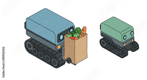 Isometric robot delivery automated grocery companion for modern lifestyles