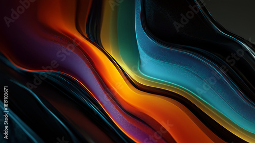 Abstract Wavy Lines with Orange Purple Blue and Black Gradient