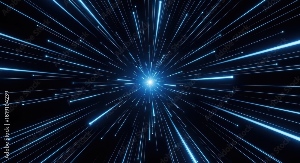 Fototapeta premium Blue light speed tunnel accelerating through space