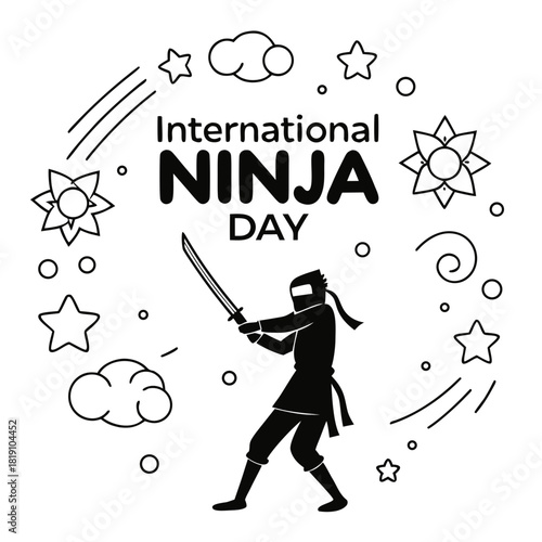 INTERNATIONAL NINJA DAY vector illustration isolated on white background