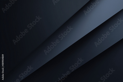Dark Blue and Black Abstract Background with Overlapping Paper Layers Creating Diagonal Lines and Shadows