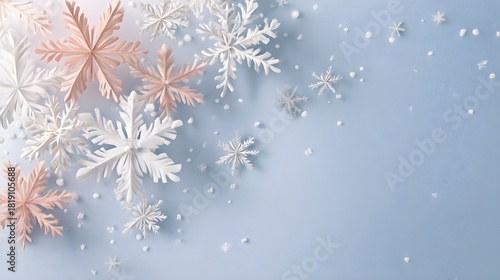 Light snowfall background with refined composition winter pastel palette soft shadows peaceful 3D holiday theme