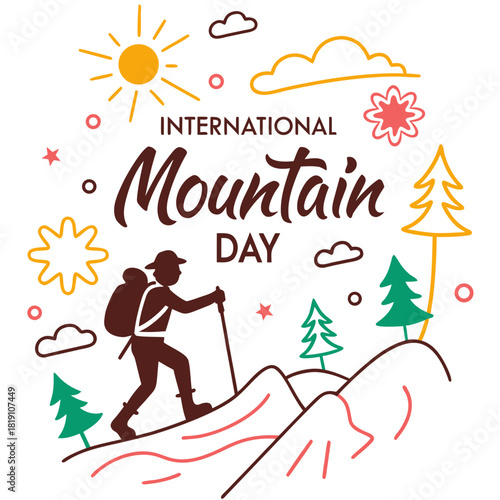 INTERNATIONAL MOUNTAIN DAY vector illustration 