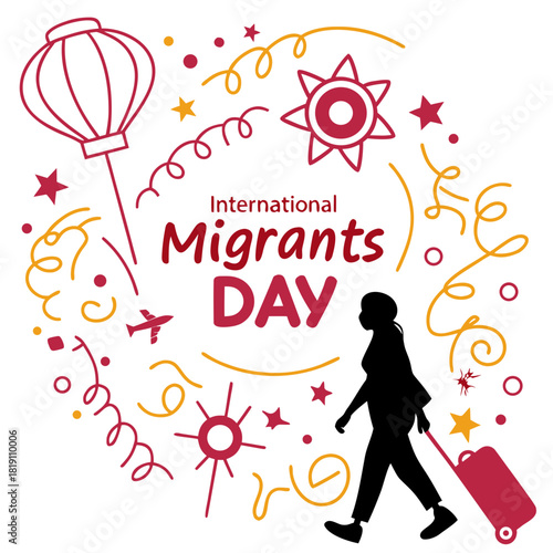 INTERNATIONAL MIGRANTS DAY vector illustration isolated on white background