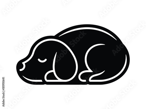 Peaceful Slumber of a Beloved Canine Companion - Cozy Resting Dog Illustration