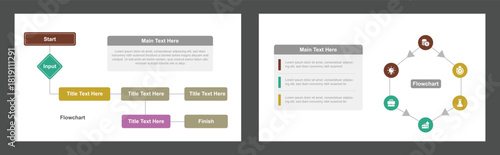 Two Customizable Flowchart Diagrams Featuring Business and General Process Templates for Presentations and Communication