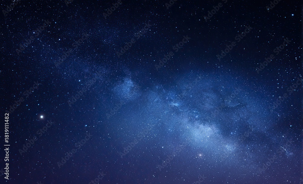 Naklejka premium Starry night sky with a bright galaxy and nebulous formations