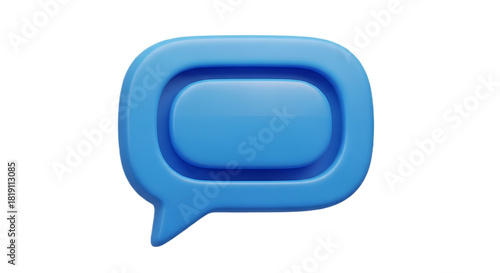 A blue speech bubble with rounded corners and a smaller bubble inside on a black background