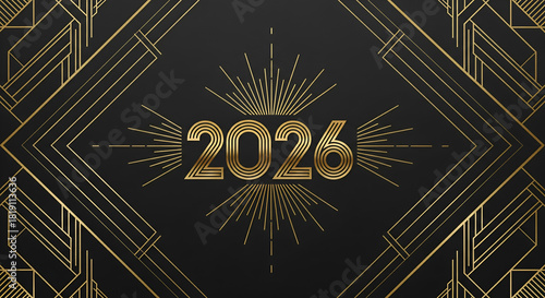 Luxurious New Year 2026 Art Deco Backdrop