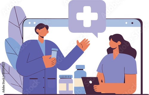 Pharmacist Explaining Medication Options to Smiling Patient Through Mobile Telemedicine Video Call