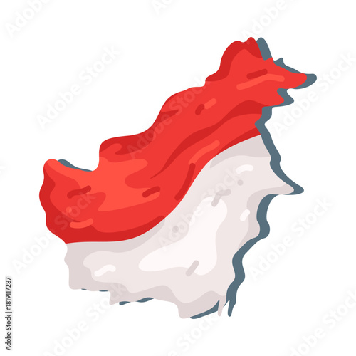 Illustration of Borneo Map with Indonesian Flag 