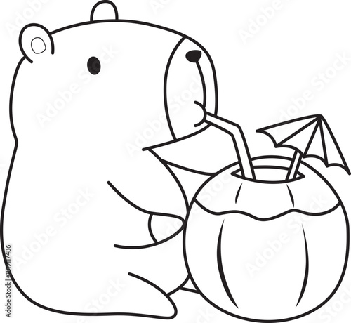 Illustrations of cute capybara character clip art for kids. Capybara 