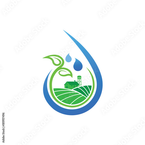 Agriculture Water Drop Logo – Farm, Irrigation, Eco Growth