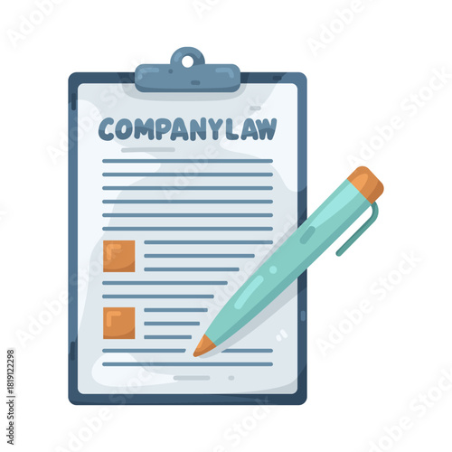 Illustration of Company Law Document with Pen
