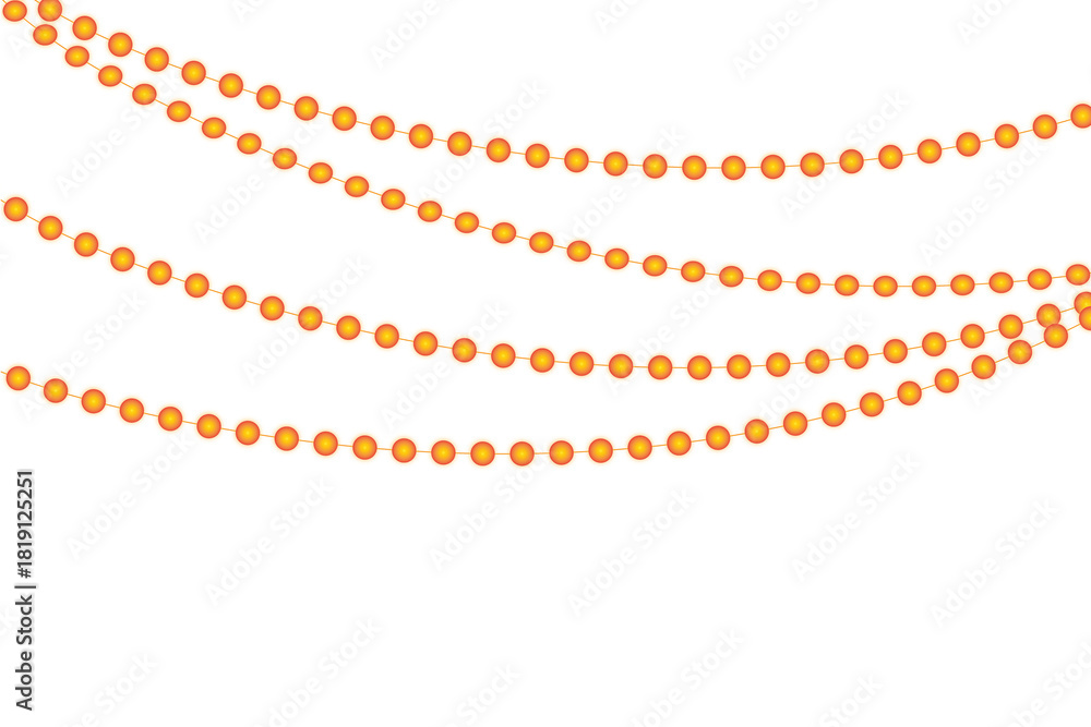 Fototapeta premium Orange festive string lights abstract decoration element vector