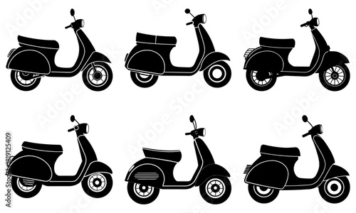 Vintage Scooter Collection: Classic Italian Mopeds for Retro Transportation and Stylish Urban Mobility Projects, Scalable Design Elements for Creative Use