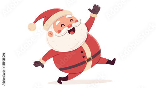 Cheerful Santa Claus silhouette running joyfully, spreading holiday cheer and festive spirit around town
