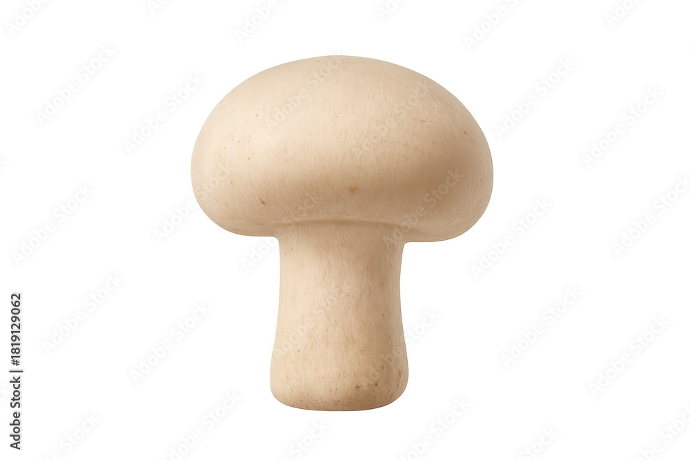 Fototapeta premium Single white button mushroom on transparent background